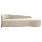 Divã Recamier Orgânico França 160cm Lado Dir Pés Metal Preto Linho Bege