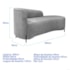 Divã Recamier Orgânico França 160cm Lado Dir Pés Metal Preto Linho Cinza Claro