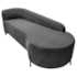 Divã Recamier Orgânico França 160cm Lado Dir Pés Metal Preto Linho Cinza Escuro