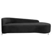 Divã Recamier Orgânico França 160cm Lado Dir Pés Metal Preto Linho Preto