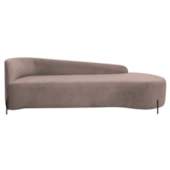 Divã Recamier Orgânico França 160cm Lado Dir Pés Metal Preto Linho Rose