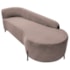 Divã Recamier Orgânico França 160cm Lado Dir Pés Metal Preto Linho Rose