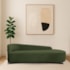 Divã Recamier Orgânico França 160cm Lado Dir Pés Metal Preto Linho Verde