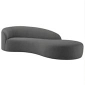 Divã Recamier Orgânico França 160cm Lado Direito Bouclé Cinza Escuro - Amarena Moveis