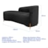 Divã Recamier Orgânico França 160cm Lado Esq Pés madeira Linho Preto