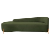 Divã Recamier Orgânico França 160cm Lado Esq Pés madeira Linho Verde