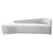 Divã Recamier Orgânico França 160cm Lado Esq Pés metal Dourado Bouclé Branco