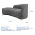 Divã Recamier Orgânico França 160cm Lado Esq Pés metal Dourado Bouclé Cinza