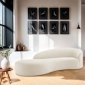 Divã Recamier Orgânico França 160cm Lado Esquerdo Bouclé Bege - Amarena Moveis