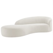 Divã Recamier Orgânico França 160cm Lado Esquerdo Bouclé Branco - Amarena Moveis