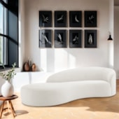 Divã Recamier Orgânico França 160cm Lado Esquerdo Bouclé Branco - Amarena Moveis