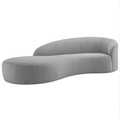 Divã Recamier Orgânico França 160cm Lado Esquerdo Bouclé Cinza - Amarena Moveis