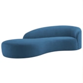 Divã Recamier Orgânico França 160cm Lado Esquerdo Linho Azul Royal - Amarena Moveis