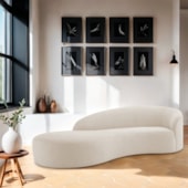 Divã Recamier Orgânico França 160cm Lado Esquerdo Linho Bege