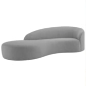 Divã Recamier Orgânico França 160cm Lado Esquerdo Linho Cinza Claro - Amarena Moveis