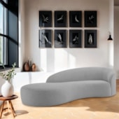 Divã Recamier Orgânico França 160cm Lado Esquerdo Linho Cinza Claro - Amarena Moveis