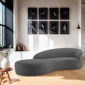 Divã Recamier Orgânico França 160cm Lado Esquerdo Linho Cinza Escuro -  Amarena Moveis