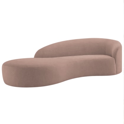 Divã Recamier Orgânico França 160cm Lado Esquerdo Linho Rose - Amarena Moveis