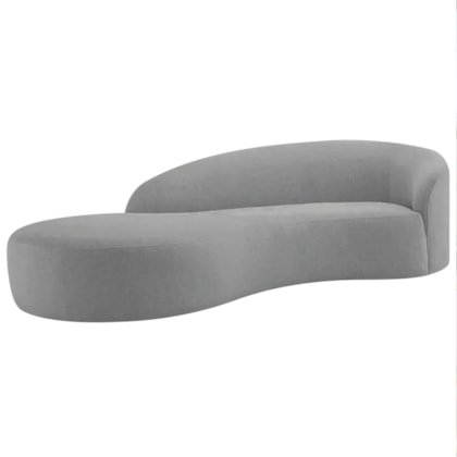 Divã Recamier Orgânico França 180 cm Lado Esquerdo Bouclé Cinza Claro - Amarena Moveis
