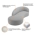 Divã Recamier Orgânico França 180 cm Lado Esquerdo Bouclé Cinza Claro - Amarena Moveis