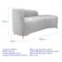 Divã Recamier Orgânico França 180cm Lado Dir Pés madeira Bouclé Branco