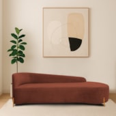 Divã Recamier Orgânico França 180cm Lado Dir Pés madeira Bouclé Terracota