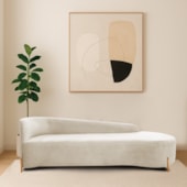 Divã Recamier Orgânico França 180cm Lado Dir Pés madeira Linho Bege