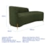 Divã Recamier Orgânico França 180cm Lado Dir Pés madeira Linho Verde