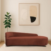 Divã Recamier Orgânico França 180cm Lado Dir Pés metal Preto Bouclé Terracota