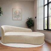 Divã Recamier Orgânico França 180cm Lado Direito Bouclé Bege - Amarena Moveis