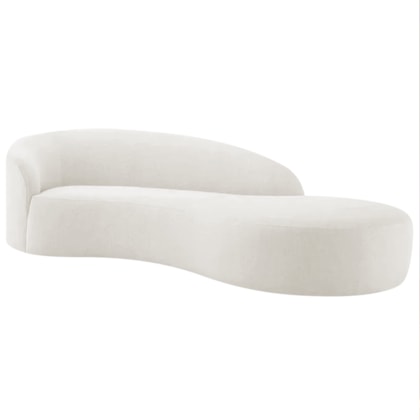 Divã Recamier Orgânico França 180cm Lado Direito Bouclé Branco - Amarena Moveis