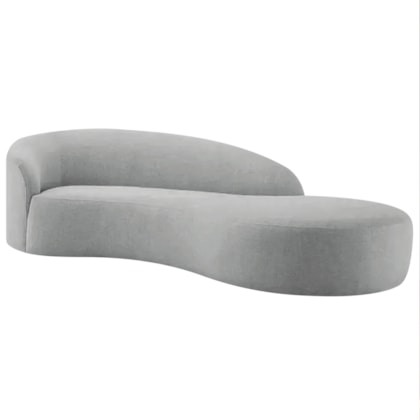 Divã Recamier Orgânico França 180cm Lado Direito Bouclé Cinza - Amarena Moveis