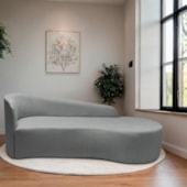 Divã Recamier Orgânico França 180cm Lado Direito Bouclé Cinza - Amarena Moveis