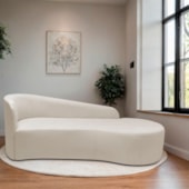 Divã Recamier Orgânico França 180cm Lado Direito Linho Bege - Amarena Moveis