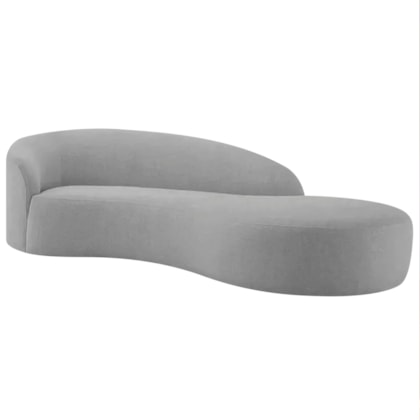 Divã Recamier Orgânico França 180cm Lado Direito Linho Cinza Claro - Amarena Moveis