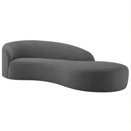 Divã Recamier Orgânico França 180cm Lado Direito Linho Cinza Escuro