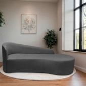 Divã Recamier Orgânico França 180cm Lado Direito Linho Cinza Escuro