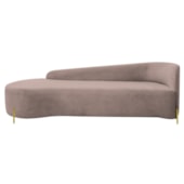 Divã Recamier Orgânico França 180cm Lado Esq Pés Metal Dourado Linho Rose