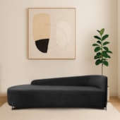 Divã Recamier Orgânico França 180cm Lado Esq Pés metal Preto Bouclé Preto