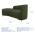 Divã Recamier Orgânico França 180cm Lado Esq Pés Metal Preto Linho verde