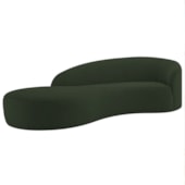 Divã Recamier Orgânico França 180cm Lado Esquerdo Linho Verde - Amarena Moveis