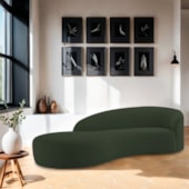 Divã Recamier Orgânico França 180cm Lado Esquerdo Linho Verde - Amarena Moveis