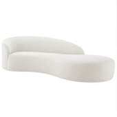 Divã Recamier Orgânico França 200cm Lado Direito Bouclé Branco - Amarena Moveis