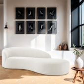 Divã Recamier Orgânico França 200cm Lado Direito Bouclé Branco - Amarena Moveis
