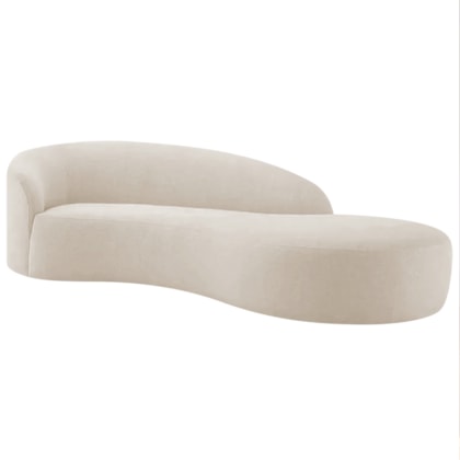 Divã Recamier Orgânico França 200cm Lado Direito Linho Bege - Amarena Moveis