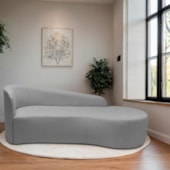 Divã Recamier Orgânico França 200cm Lado Direito Linho Cinza Claro - Amarena Moveis
