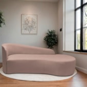 Divã Recamier Orgânico França 200cm Lado Direito Linho Rose - Amarena Moveis