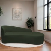 Divã Recamier Orgânico França 200cm Lado Direito Linho Verde - Amarena Moveis