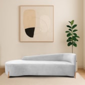 Divã Recamier Orgânico França 200cm Lado Esq Pés madeira Bouclé Branco