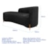 Divã Recamier Orgânico França 200cm Lado Esq Pés madeira Bouclé Preto
